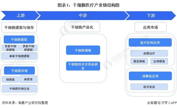 干细胞医疗产业链全景梳理及区域热力地图(图1) 图表1:干细胞医疗产业链结构图
