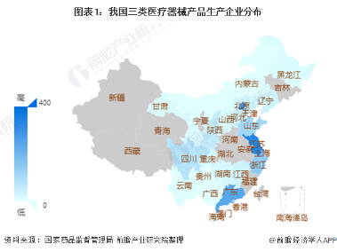 2021中国骨科植入医疗器械企业数量及区域发展分析 主要集中于苏粤(图1) 图表1:我国三类医疗器械产品生产企业分布
