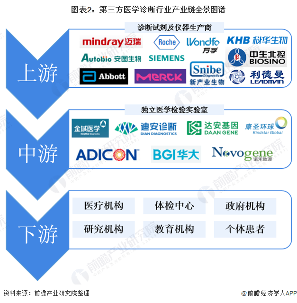 第三方医学诊断产业链全景梳理及区域热力图(图3) 图表2:第三方医学诊断行业产业链全景图谱