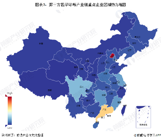 第三方医学诊断产业链全景梳理及区域热力图(图4) 图表3:第三方医学诊断产业链重点企业区域热力地图