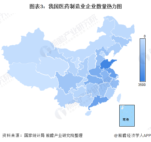 图表3：我国医药制造业企业数量热力图