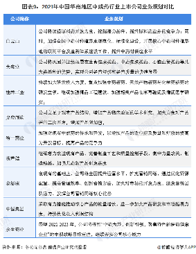 图表9：2021年中国华南地区中成药行业上市公司业务规划对比