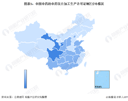 中国中药饮片加工行业龙头企业——中国中药(图6) 图表5:中国中药的中药饮片加工生产许可证地区分布情况