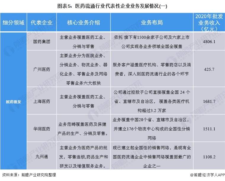 医药流通行业产业链全景梳理及区域热力地图(图5) 图表5:医药流通行业代表性企业业务发展情况(一)
