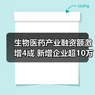 生物医药产业融资额激增4成 新增企业超10万(图1) 生物医药产业融资额激增4成 新增企业超10万(图1)
