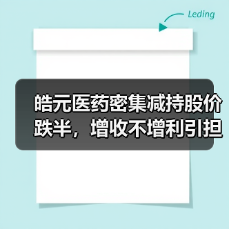 皓元医药密集减持股价跌半，增收不增利引担忧（图1）